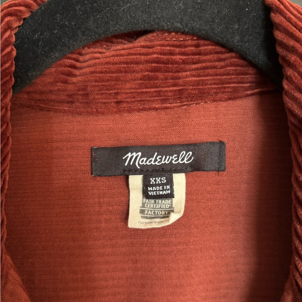 Madewell Burgundry/Rust Corduroy Button Down/Shacket - Picture 4 of 4